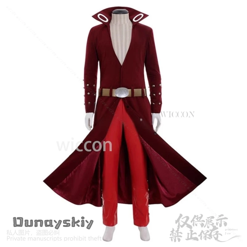 أنيمي السبع تأثيري الخطايا القاتلة حظر الثعلب خطيئة الجشع طويل أحمر عميق الخامس معطف السراويل Y2K فاسق موحدة الباروكات الدعاوى