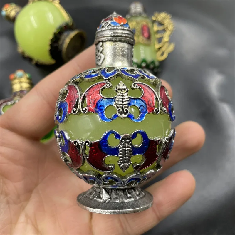 Vintage Optimized Luminous Stone Snuff Bottle Exquisite Ornament Small Decoration Piece