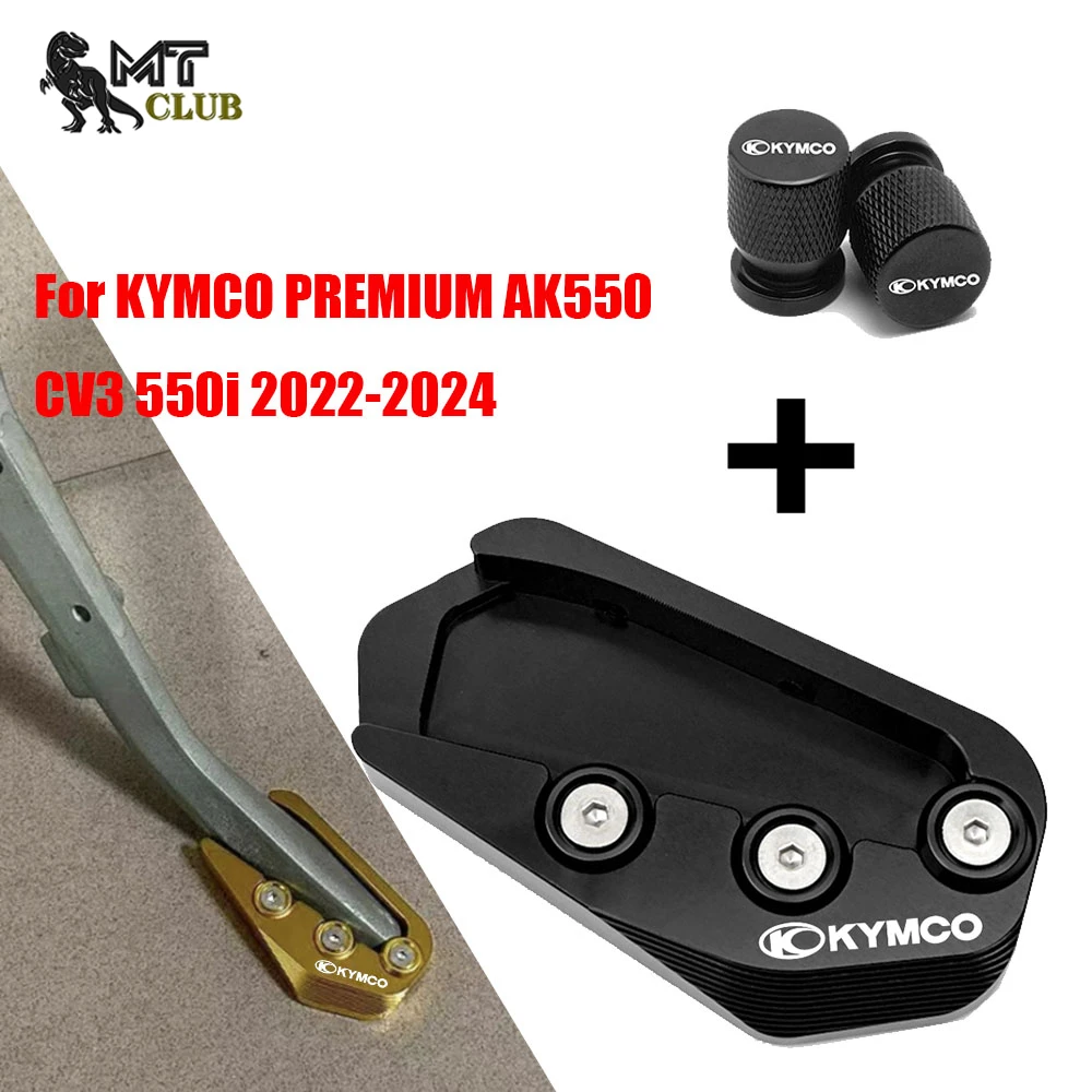 For KYMCO PREMIUM AK550 ak550 premium 2022-2024 Motorcycle CNC Accessories Kickstand Side Stand Extension Pad Valve Caps