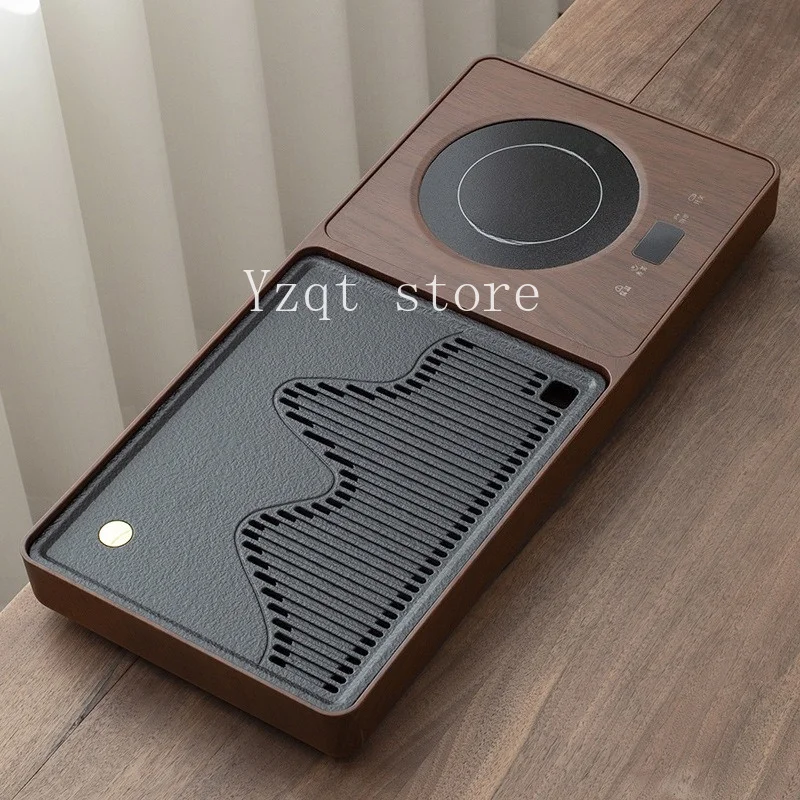 Walnut high-grade automatic integrated small automatic tea tray, tea table, water boiler, teapot, household drainage type
