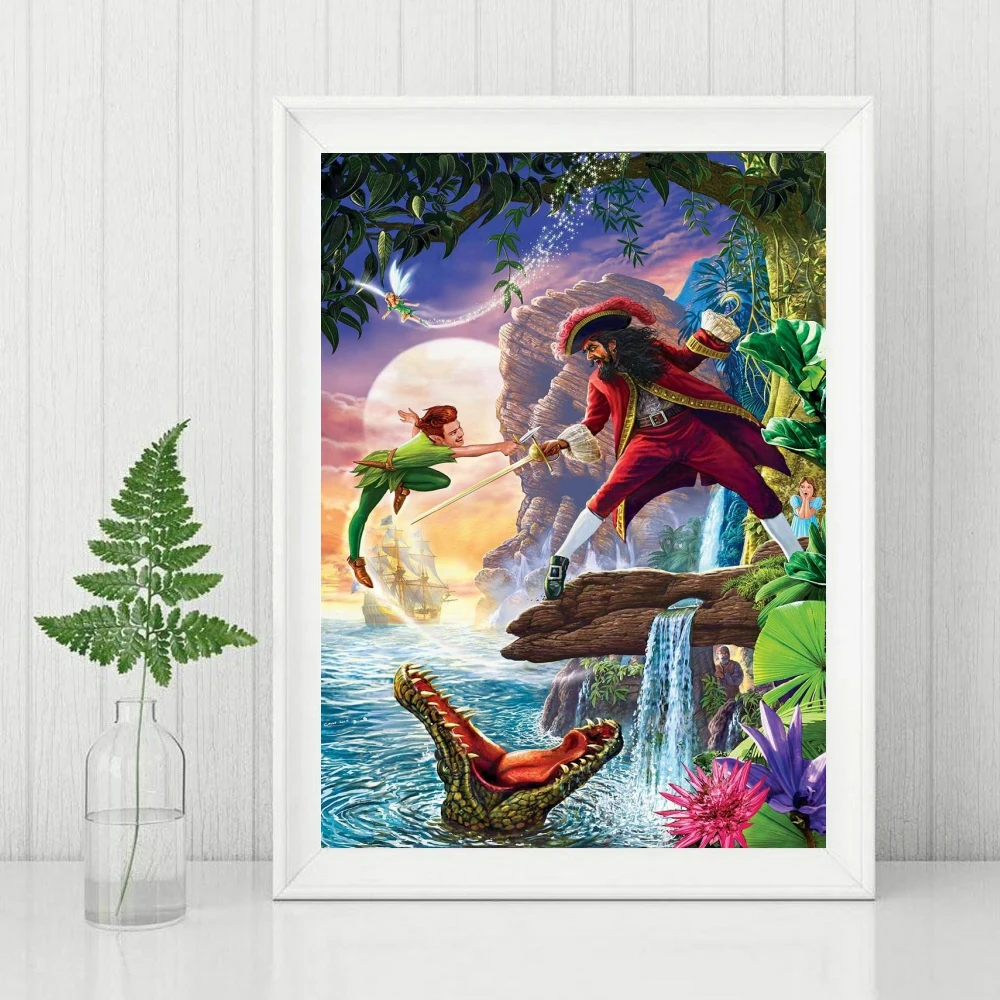 5D DIY Diamond Painting Cartoon Character Peter Pan Mosaic Drill Square Round Cross Stitch Embroidery Rhinestones Home Decor