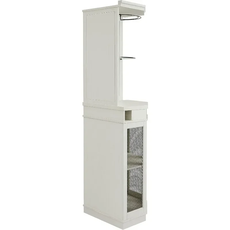 Home Source Corner Bar Cabinet with Storage, Built-in Wine Rack, Storage Living Room, Home Office, Kitchen, Small Space