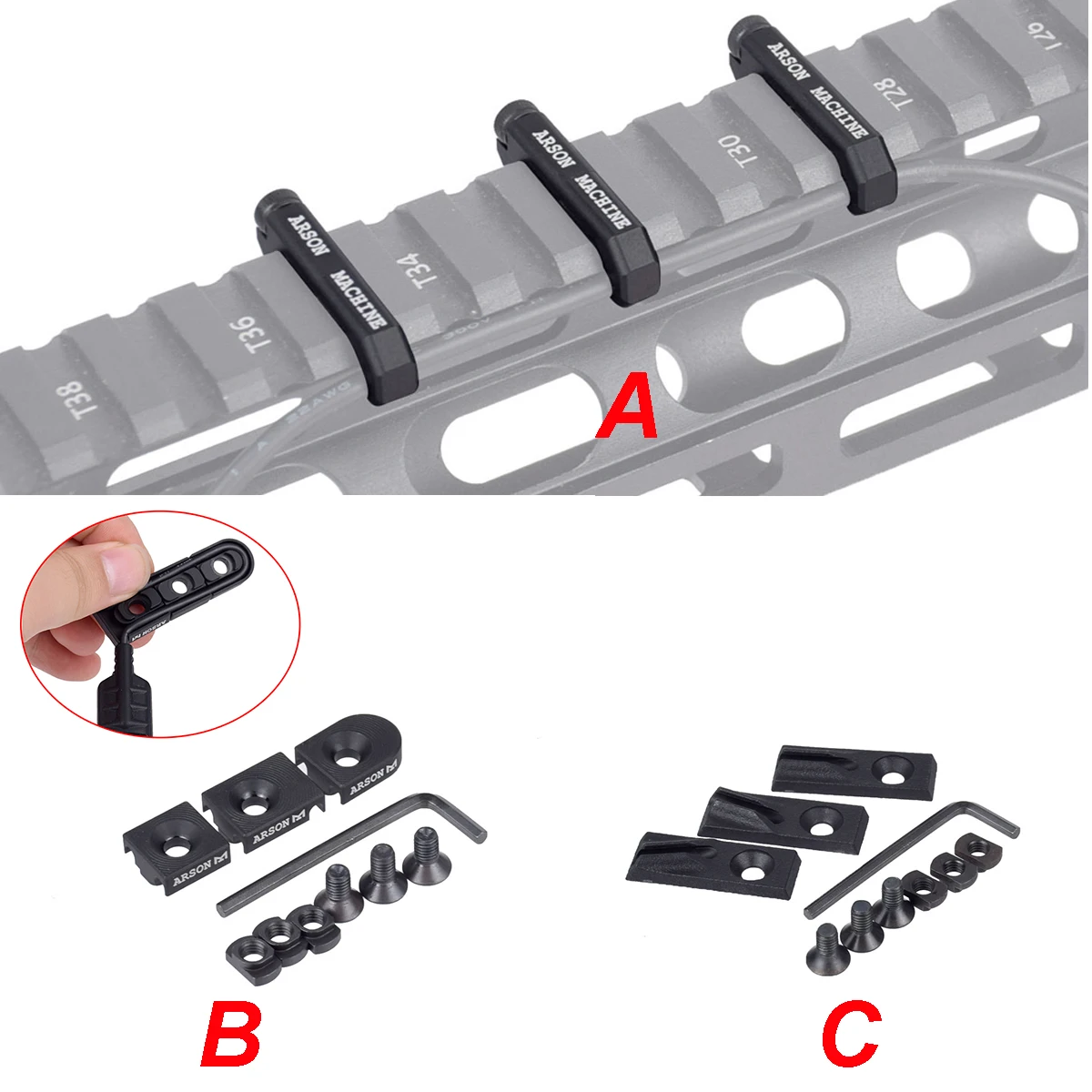 Arson Wire Guide System 20mm Rails Cable Management Wires Clamp For Surefire Weapon Light M-LOK Remote Switch Clip