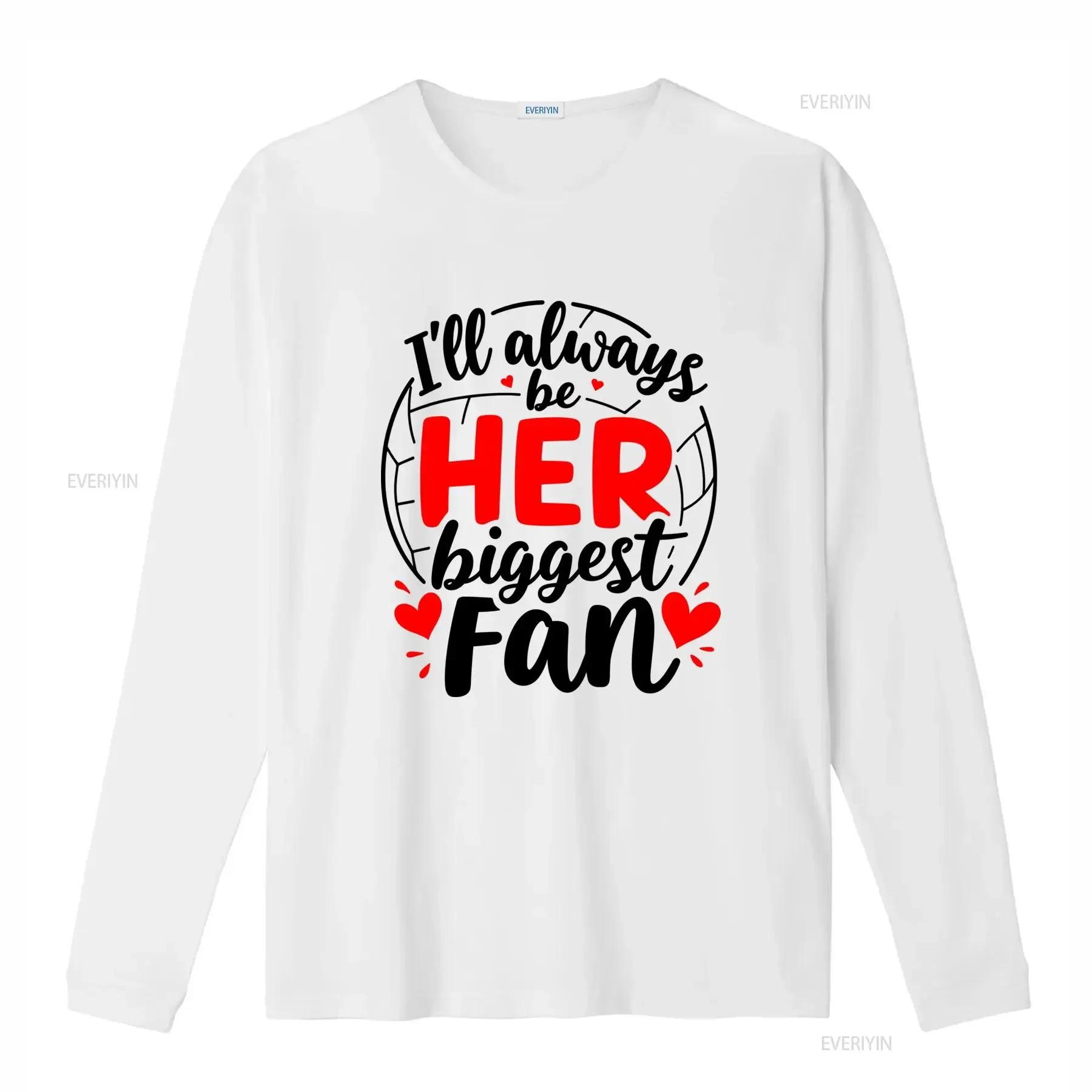 Fun Volleyball Mom T Shirt I'll Always Be Her Biggest Fan with Heart Supportive Design vintage Washed streetwear Slightly