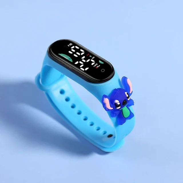 Disney Stitch LED Waterproof Kids Digital Watch Spiderman Hulk Children Watch Sports Touch Electronic Kids Gifts