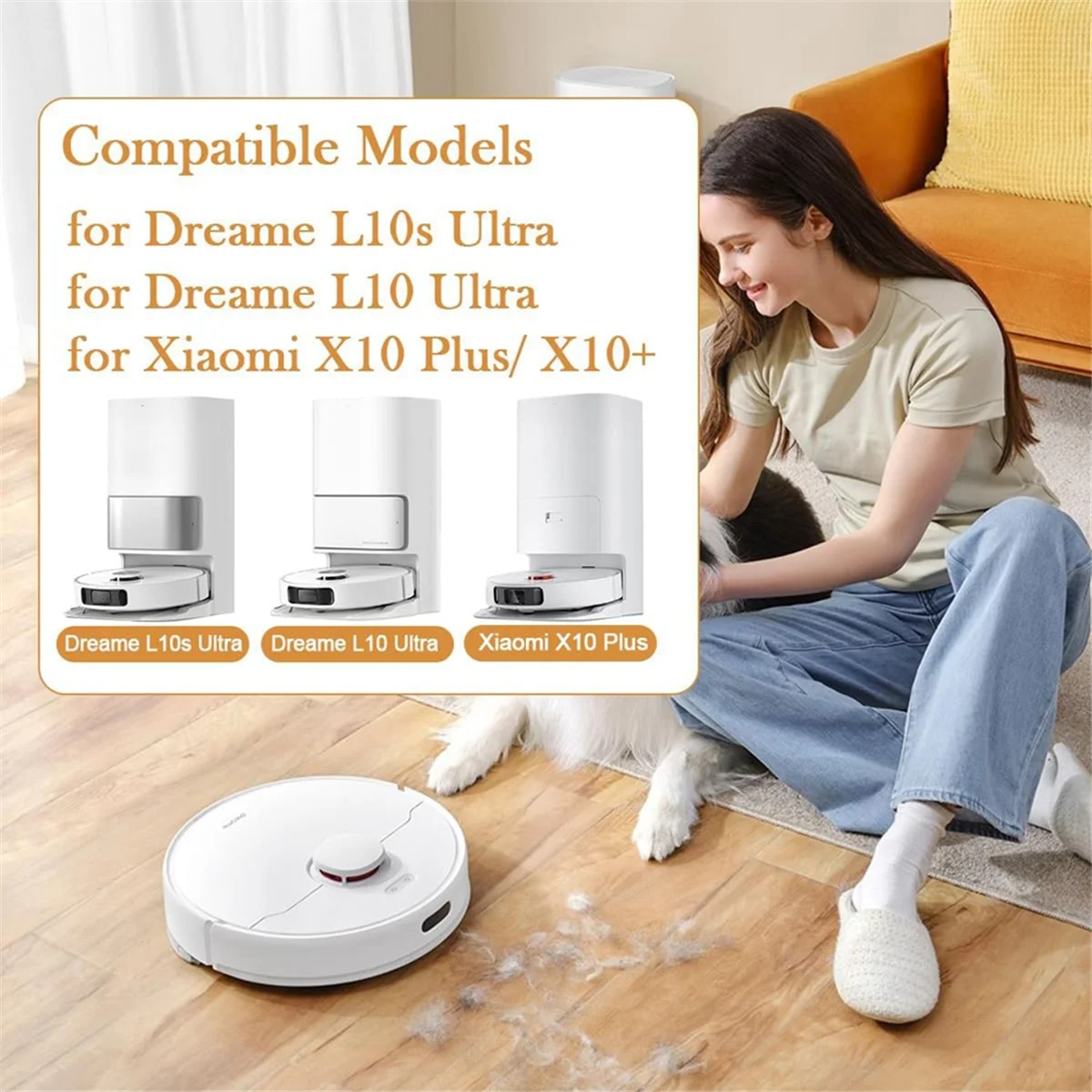 EQAZ-Voor Dreame L10S Ultra/L10 Ultra/L10S Pro voor Xiaomi X10 Plus Belangrijkste Zijborstel Hepa Filters Mop Pads Stofzakken Onderdelen