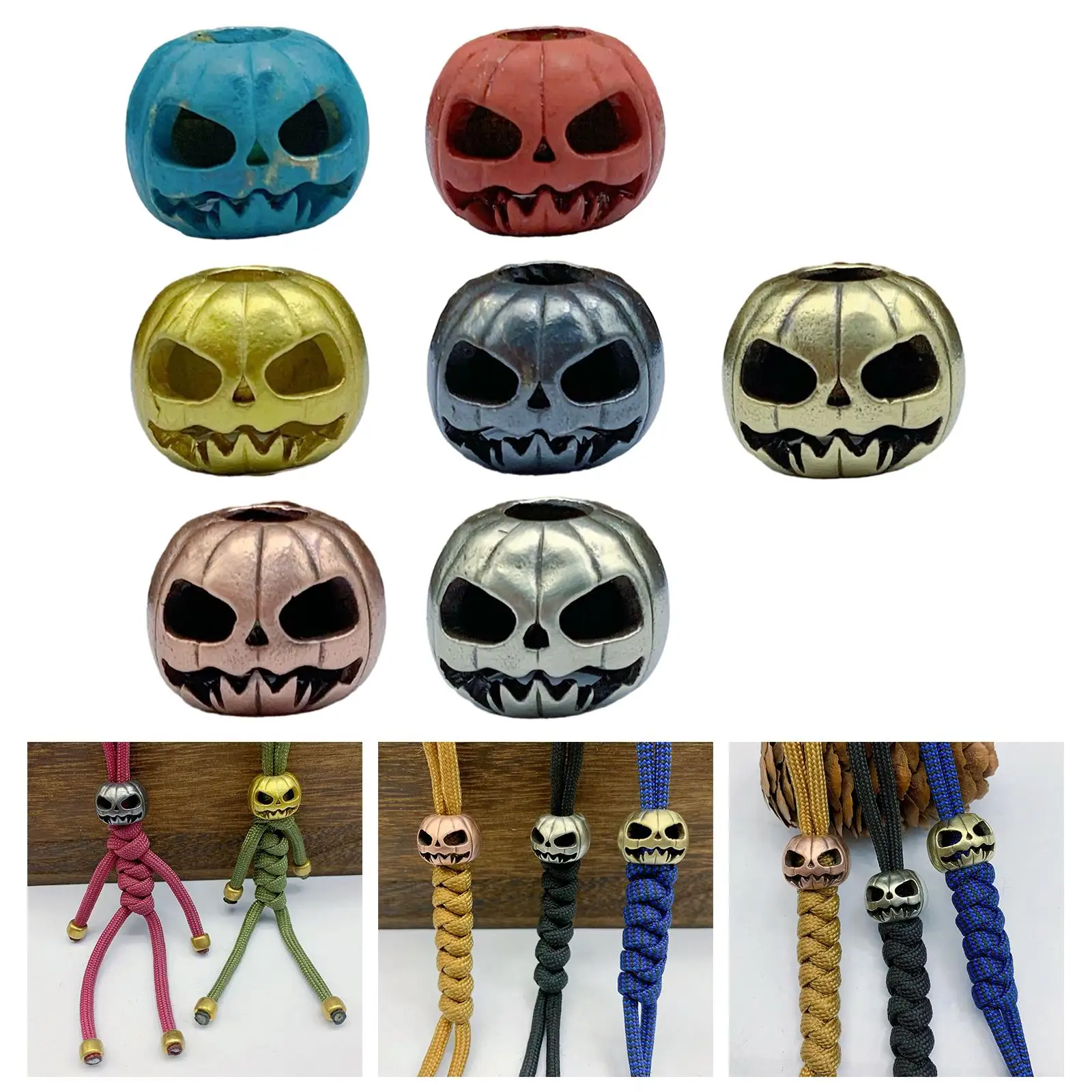 Metal Halloween Charms Pumpkin Skull Pendant Beads for DIY Bracelet Necklace Lanyard Paracord Jewelry Making Accessories view 3
