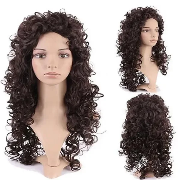 Cheveux longs bouclés ondulés brun foncé pour femmes, cheveux naturels pour dames, mode, 29 po, 03/Wigs