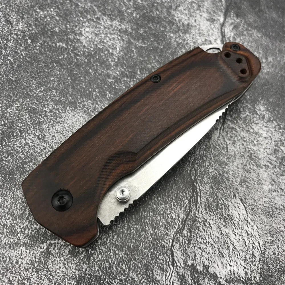 New BM 15031 Folding Knife with Original Box 8Cr13Mov Blade Stabilized Wood Handle Outdoor EDC Knives Survival Camping Tool