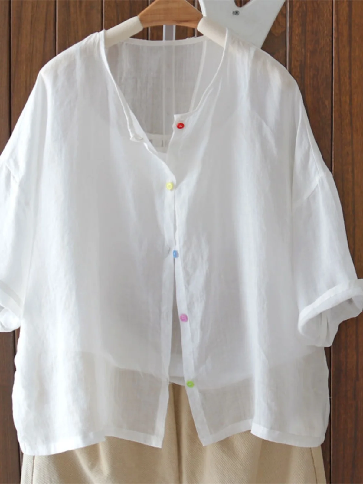 

Cotton Linen Loose ort Sve Open Cardigan Women's Sun Protection irt Thin Outerwear Knot Korean Sle