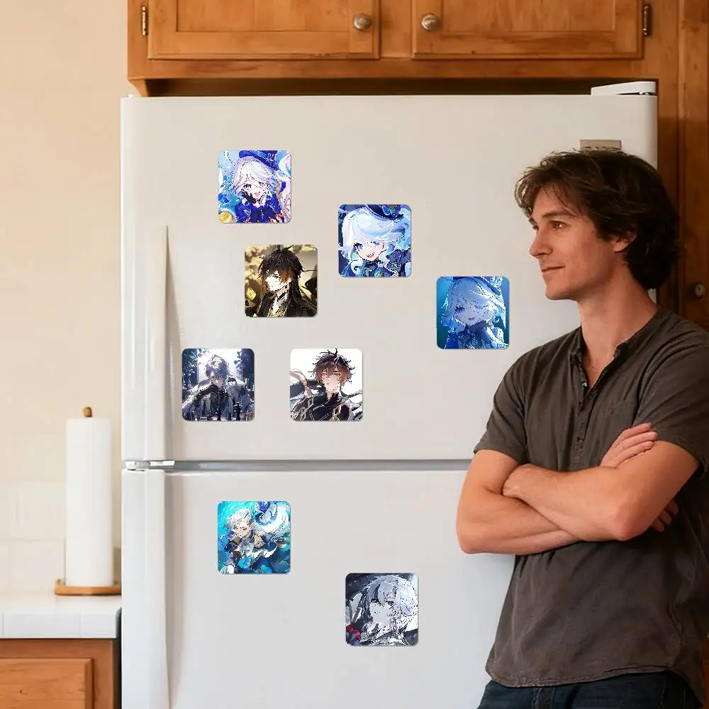 ملصقات مربعة مغناطيسية للثلاجة من جينشين - يمكن استخدامها لتخصيص ديكور المنزل وهي تذكارات مثالية أو هدايا #1