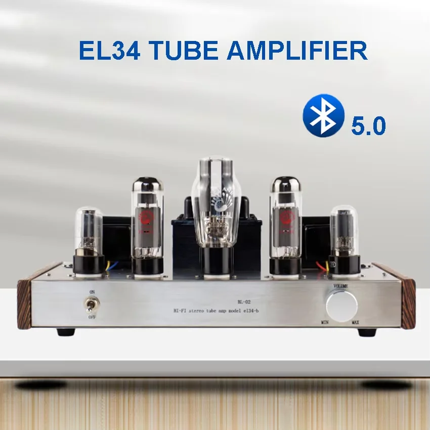 EL34 High End Home Tube Amplifier Pure Class A Handmade Home Theatre Vacuum Tube Amplifier 10w with Bluetooth 5.0