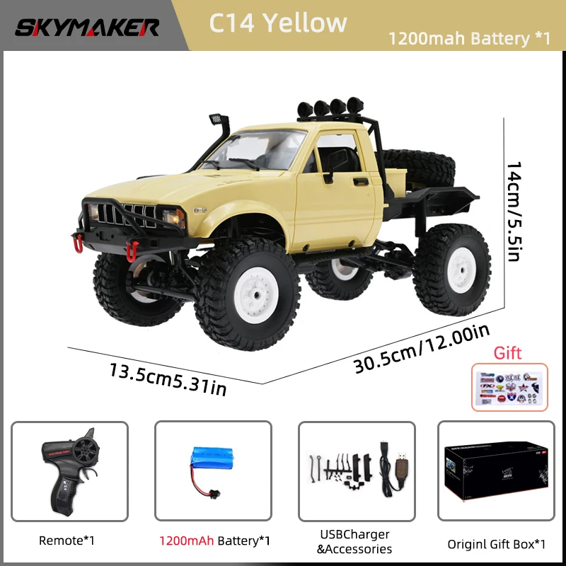 WPL RC カー 1:16 Hailax 2.4 4WD WPL C14 1:16 2.4G 2CH 4WD Mini Off-road RC Semi-truck with Metal