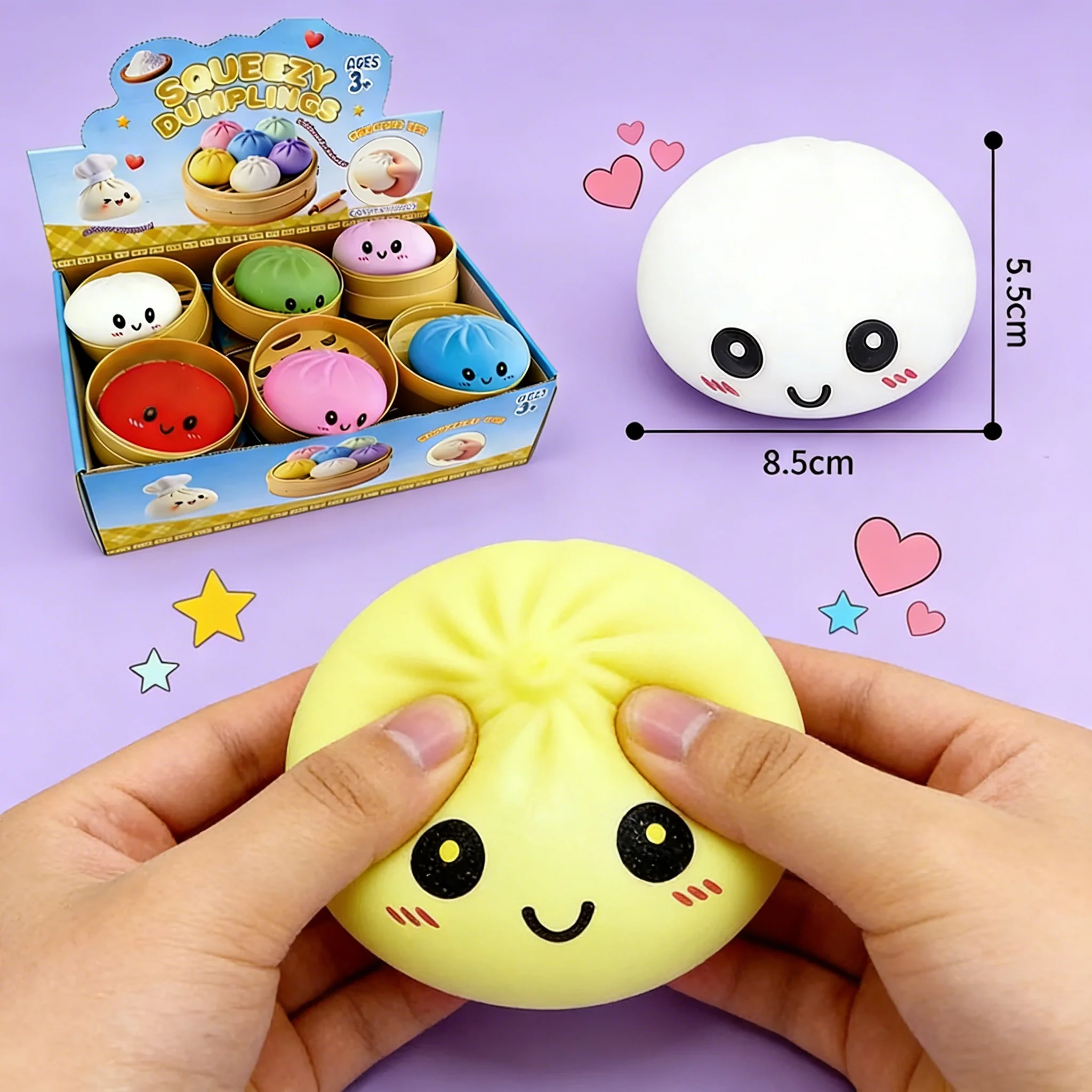Glitzernde Dumpling Squishies Spielzeug-Box Bun Baozi Dumpling Mystery Box Bunte Lebensmittel-Squishies Sensorisches Fidget-Spielzeug Anti-Stress-Quetschbälle