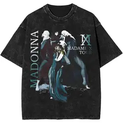 Pop Music Albums Madonna Singer Washed T Shirts Streetwear Hip Hop Fashion T-Shirt Tee Shirt Men Women Cotton Oversize