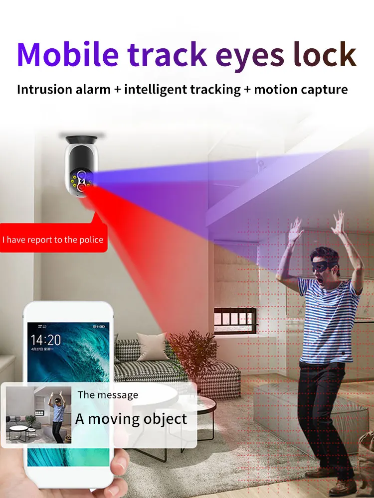 4MP 390Eyes APP Dual Lens 15x Full Color Wireless PTZ Intercom IP Dome Camera AI Humanoid Detection CCTV Baby Monitor TC165