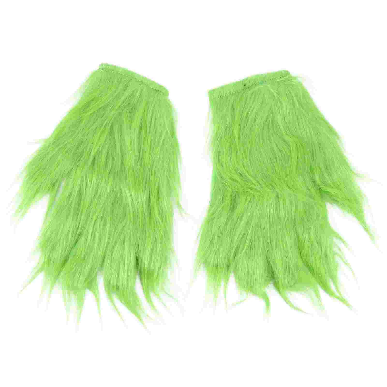 Green Fur Monster Gloves Prop Haired Carnival Performance Christmas Accessories