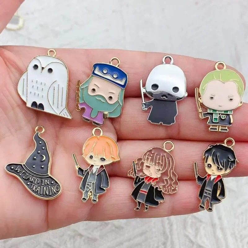 10Pcs Magic School Metal Enamel cartoon figure Charm Pendants For Necklace Earring Bracelet Craft Diy Jewelry Making