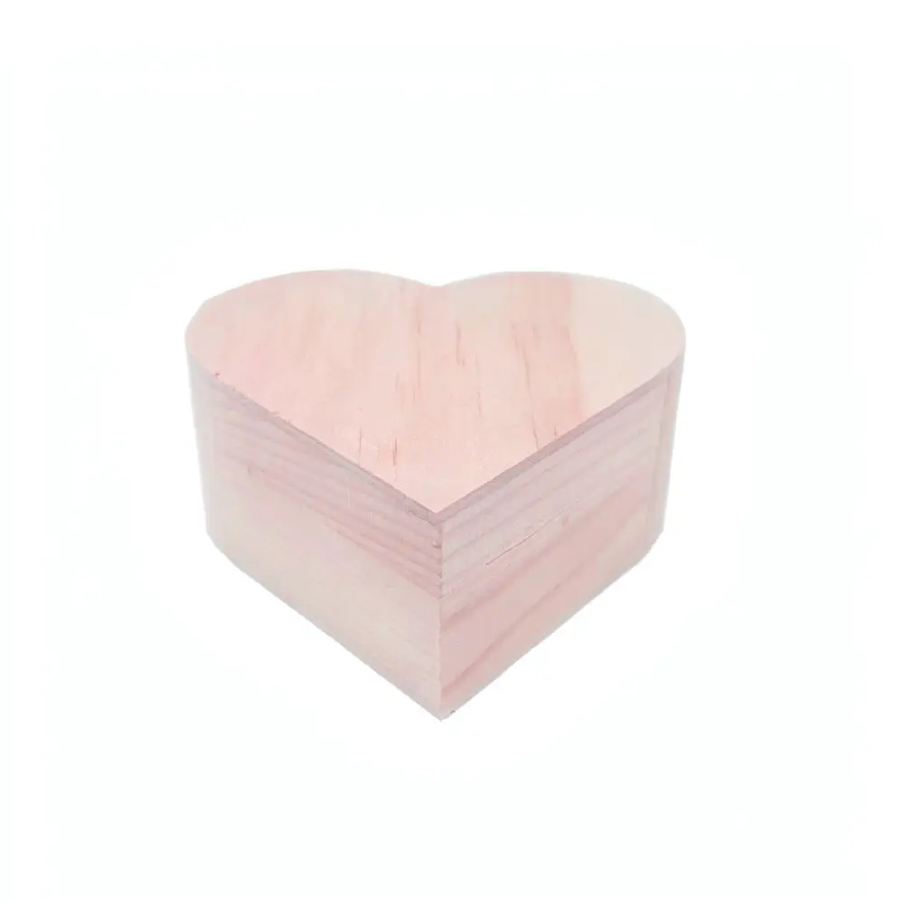 Heart Jewelry Organizer Box Natural Wood Storage Case Minimalist Rustic Decorative Packaging For Rings Earrings Gift