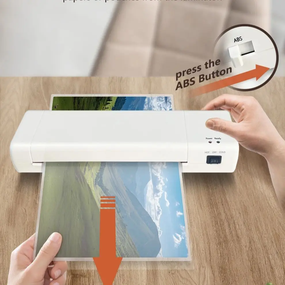 A4 Hot & Cold Laminator 90s Fast Warm-up ABS Anti-Jam 300mm/min Speed for Home Office School