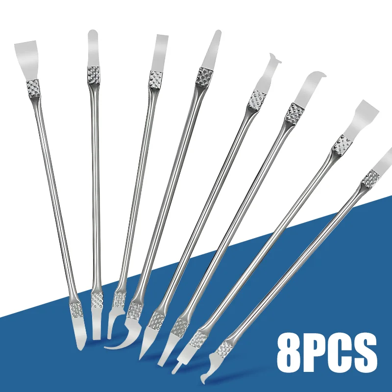 8pcs Mobile Phone Repair Tools Kit CPU IC Glue Remover LCD Chip Glue Removal Crowbar C Chip Repair Thin Blades Hand Tool