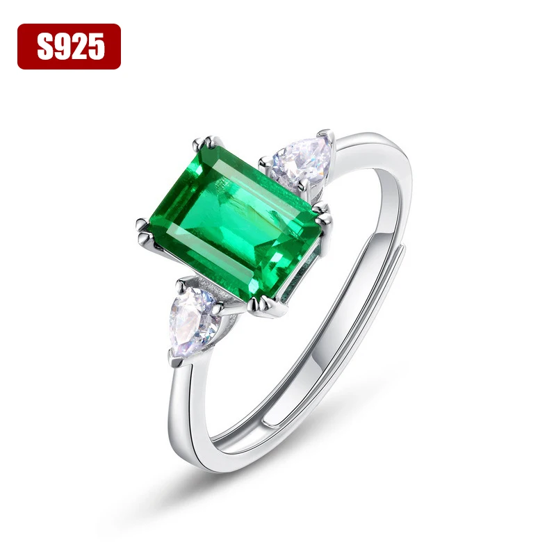 Lab Gem Wedding Band Ring 925 Sterling Silver 18K Gold Plated Emerald Band Engagament Rings Wholesale