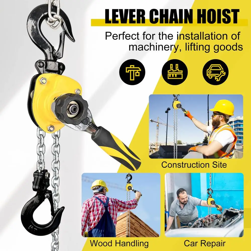 1/4 Ton 550Lbs Capacity Mini Chain Hoist 5FT Lift Portable Ratchet Lever Hoist Vehicle Repair Factory Small Space Outdoor