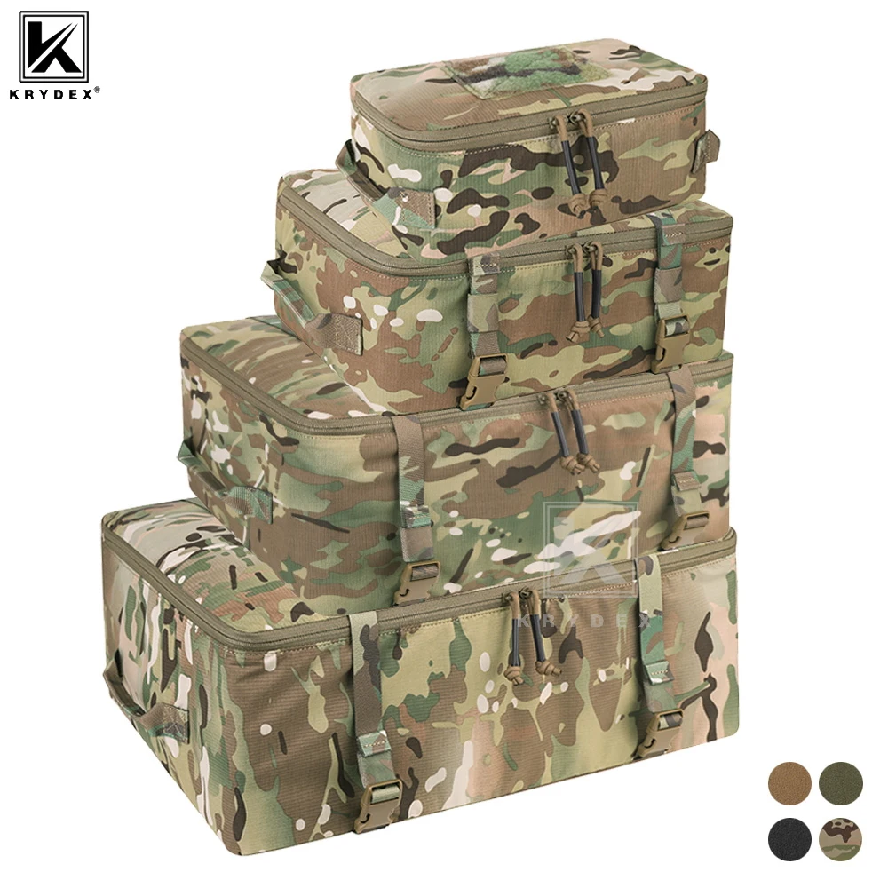 KRYDEX Tactical Travel Packing Organizer 70D Nylon Packing Cubes Waterproof Luggage Bags Outdoor Hiking Modular Pouch 4pcs Set
