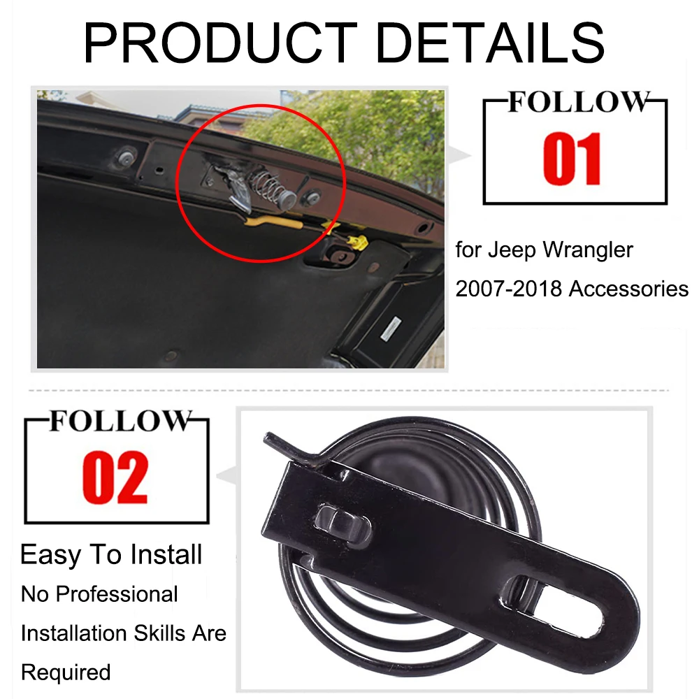 Car Engine Hood Pop Up Spring Body Single Assembly Hood Cover Spring 55176732AD for Jeep Wrangler JK 2007-2018 Auto Accessories