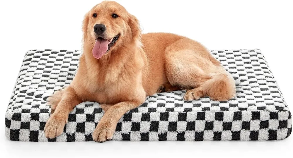 

Large Orthopedic Dog Bed with Removable Washable Cover, Plush Memory Foam Mattress for Pets, 42x28 Inch Grey