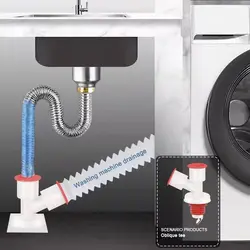 Washing Machine Floor Drain Adapter Tees Joint Multifunctional Tee Connector Anti-overflow Anti-odor Sewer Elbow Pipe Connector
