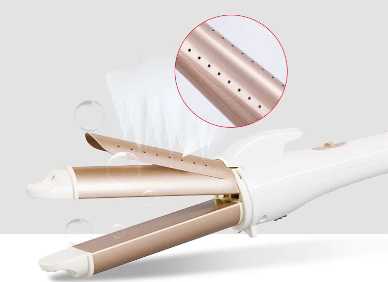 Rizador de pelo rizado eléctrico de cerámica, rollo recto de madera contrachapada de doble uso, polvo de hierro recto, gran volumen, no daña el enviar