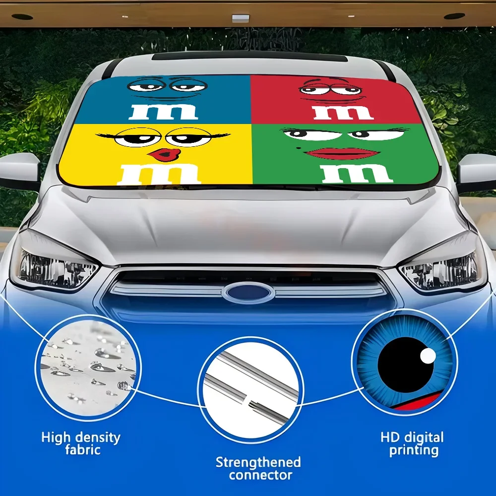 M & Ms الشوكولاته ساخنة الزجاج الأمامي ظلة نافذة السيارة غطاء الزجاج الأمامي الشمس الظل السيارات الشمس قناع سيارة يغطي