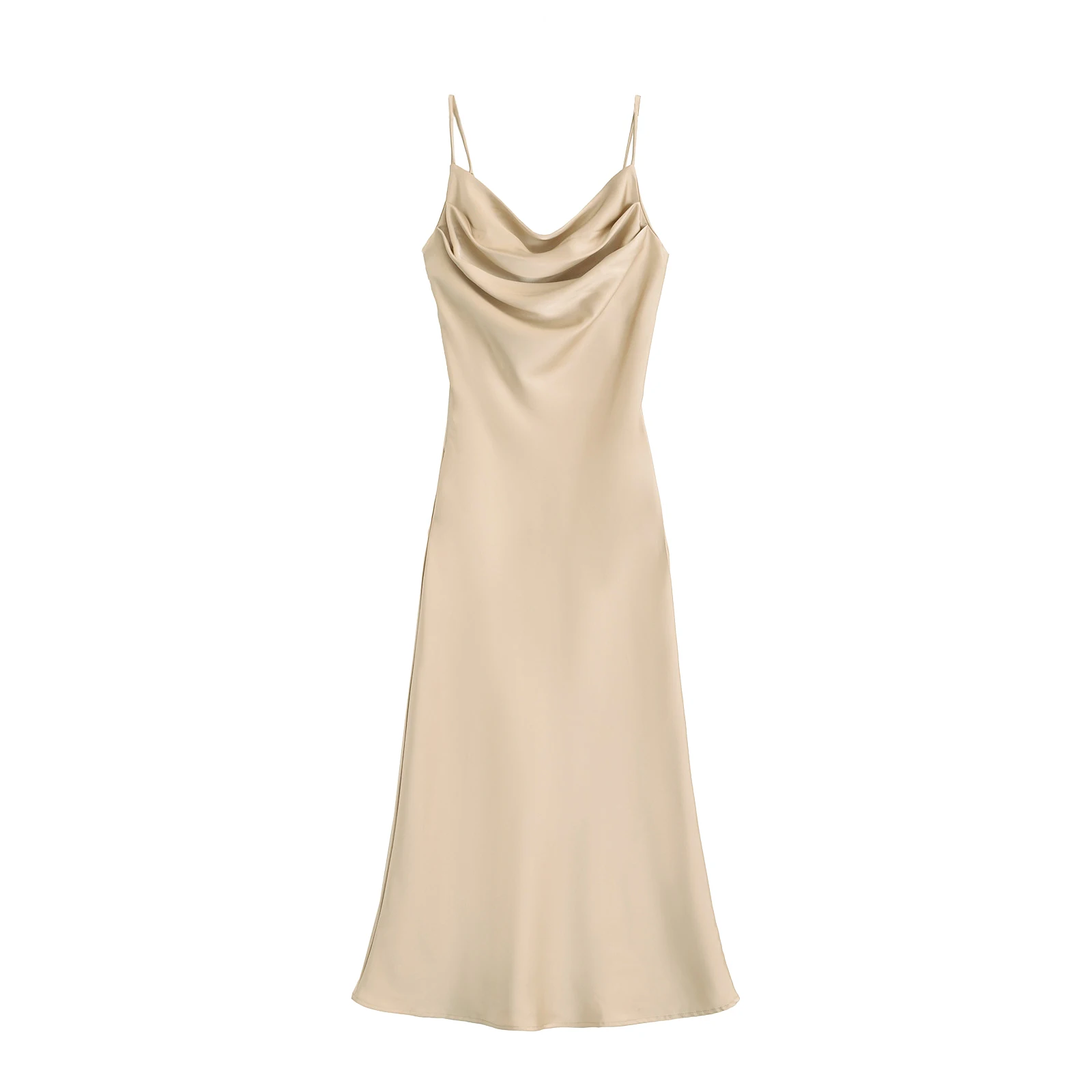 Robe Longue en Satin pour Femme, Tenue de Vacances, Mi-Longue, Sexy, Élégante, de Soirée, Noire, Été, 2024