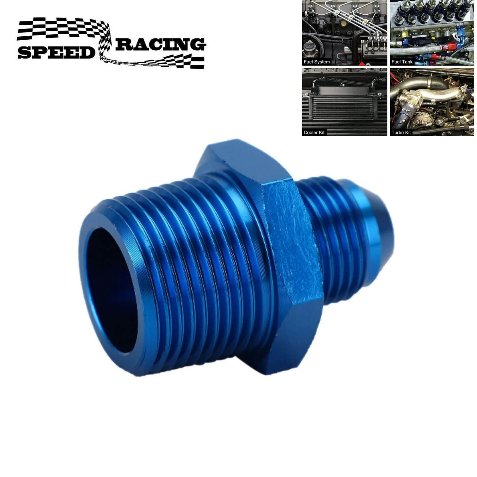 

1/2,1/4,1/8 AN6 Straight Male Flare Fuel Hose End Fitting Adapter Blue for The Fuel Line, Oil Cooler, Etc