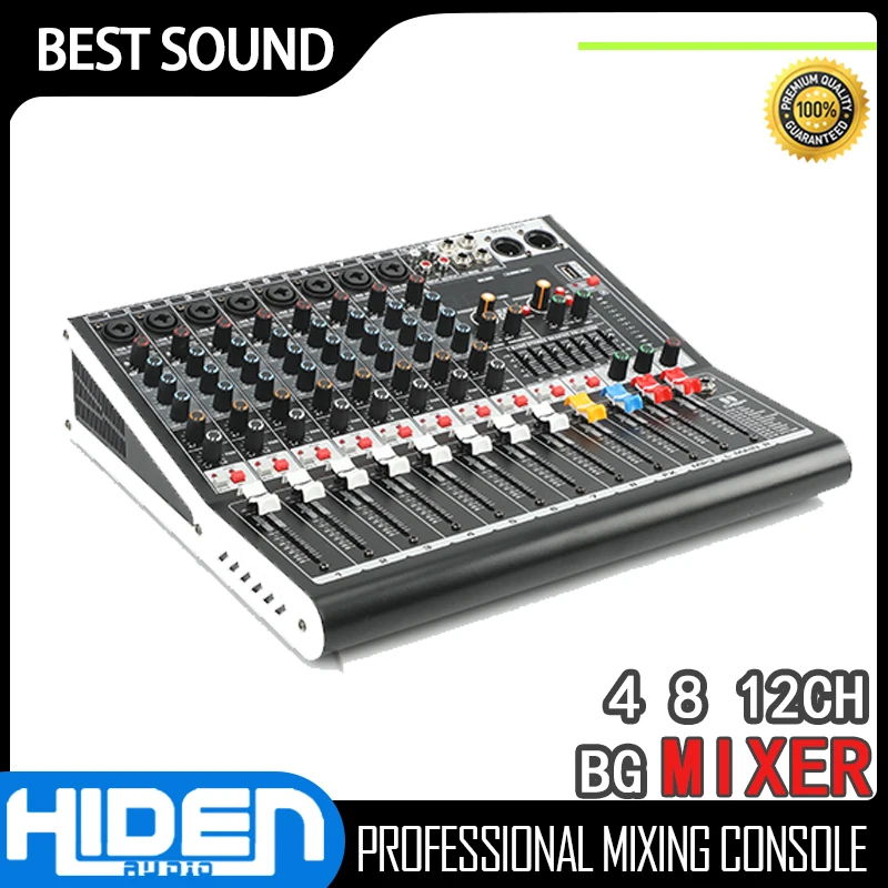 

New BG 8 Channel 99 DSP Audio Mixer 48V Phantom Power USB Studio Sound Live Show Bluetooth DJ Console Mixing for Karaok Singing