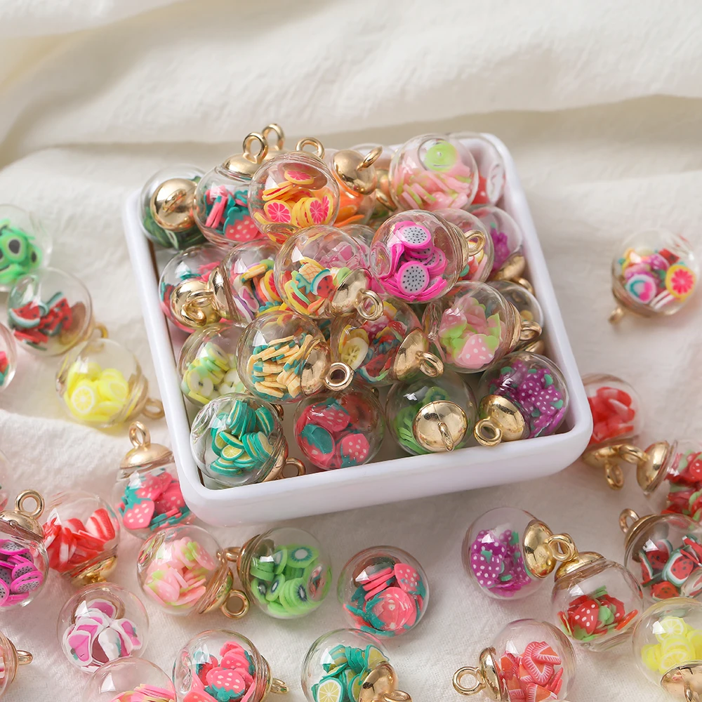 

10pcs 16*22mm Colorful Mixed Color Round Ball Pendant Charms for DIY Jewelry Necklace Earring Keychain Bracelet Making Supplies