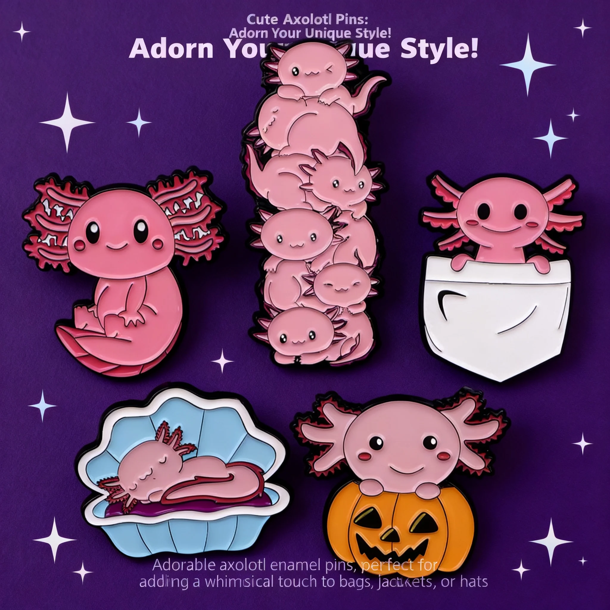 Pink Axolotl Enamel Pin Cartoon Fish Lapel Pin for Backpacks Brooch Pines Clothes Badge Cosplay Accessories Friends Gifts Toys
