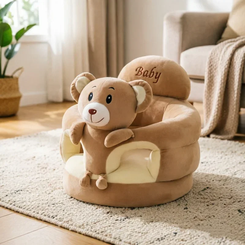 Soft Plush Animal Shaped Sofa Seat Surround Support Nest Puff Washable Structure For Meal Time Resting And Indoor Leisure Scene