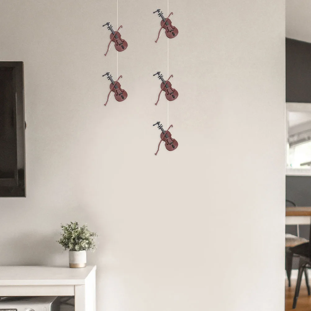 

16 Pcs Violin Shaped Hanging Decorations Artificial Wood Grain naments for Home Party Christmas Holiday Adornment