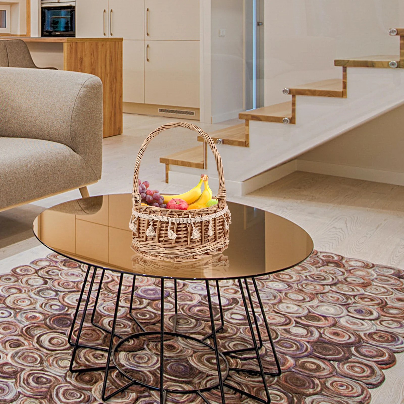 

Wicker Storage Basket Rattan Flower Basket Handmade Plant Holder Small Space Saving Indoor Outdoor Decor Woven Flower Container