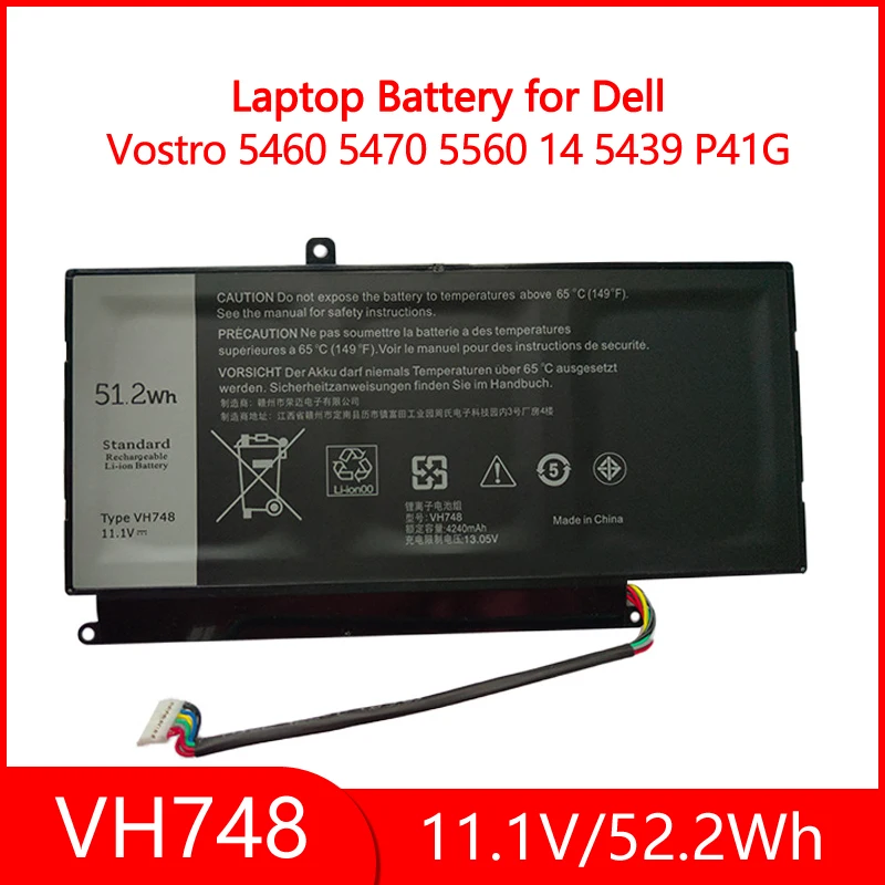 

VH748 11.1V 4240mAh 51.2WH Laptop Battery For Dell Vostro 5460 5470 5560 14 5439 P41G V5460D-1308 V5460D-1518 P41G001