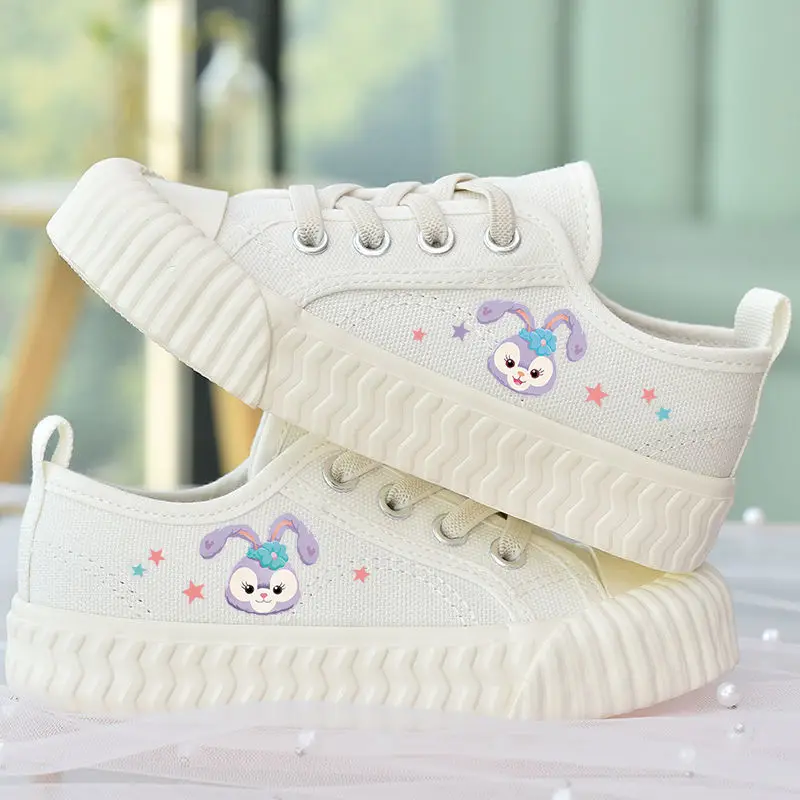 Disney Girls' Canvas Casual Shoes Cartoon Shoes Children's Soft Sole  StellaLou White Pink Yellow Shoes Flats Size 23-36