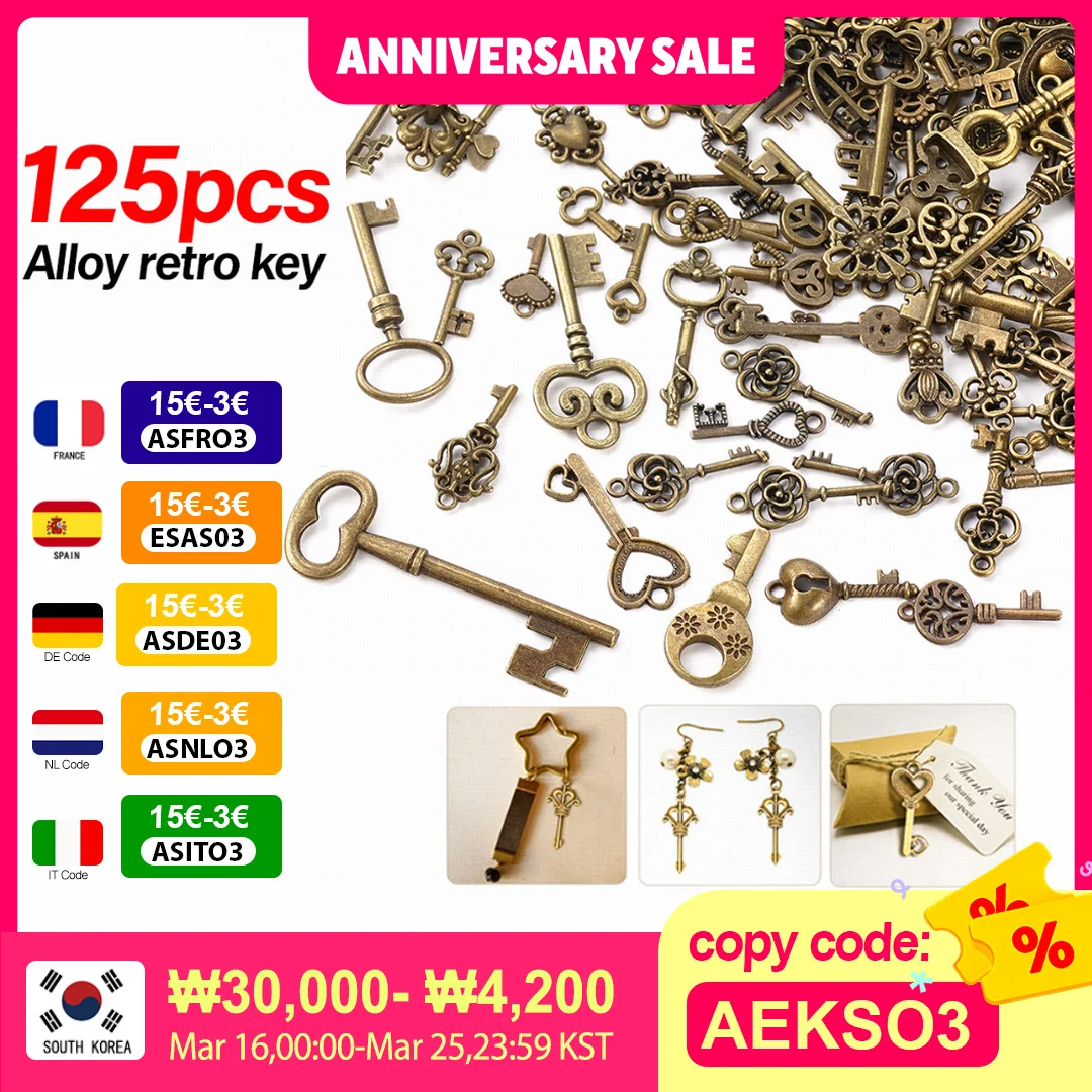 

125/40Pcs Vintage Bronze Metal Love Key Mixed Small Key For Charms Pendant Necklace Jewelry Making Diy Handmade Craft Decoration