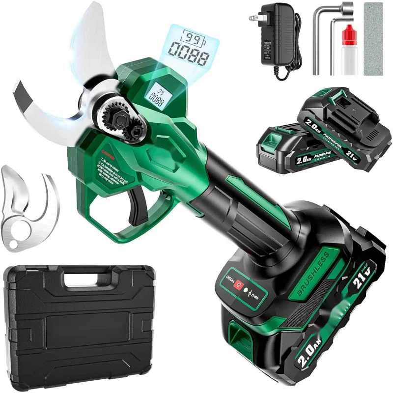 Brushless Cordless Ele-ctric Pruning Shears Large Cutting Diameter Battery-Powered Garden Trimmer Fr-Ee Sh-ipping