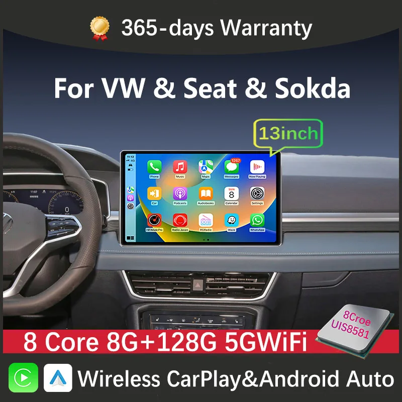 

13.1 Inch Smart Multimedia For VW Volkswagen Polo Golf Skoda Tiguan Seat Car Radio CarPlay Android Auto Multimedia Player