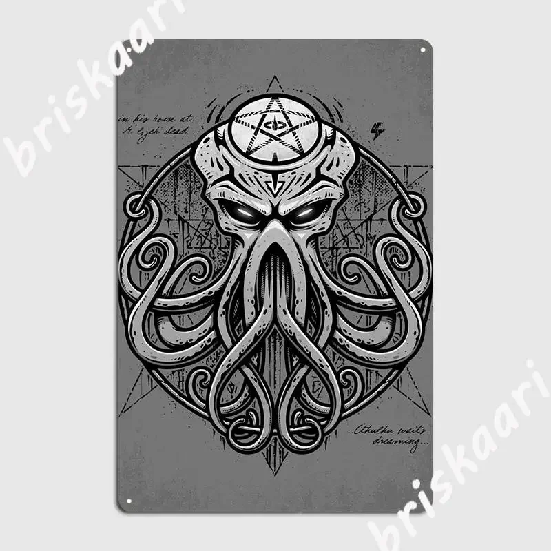 Cthulhu Awakens V2 Poster Metal Plaque Wall Decor Wall Wall Cave Retro Tin sign Poster