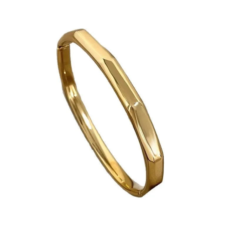 Stylish simple glossy angle bracelet European and American cross-border new stainless steel plain ring bracelet exquisite gift