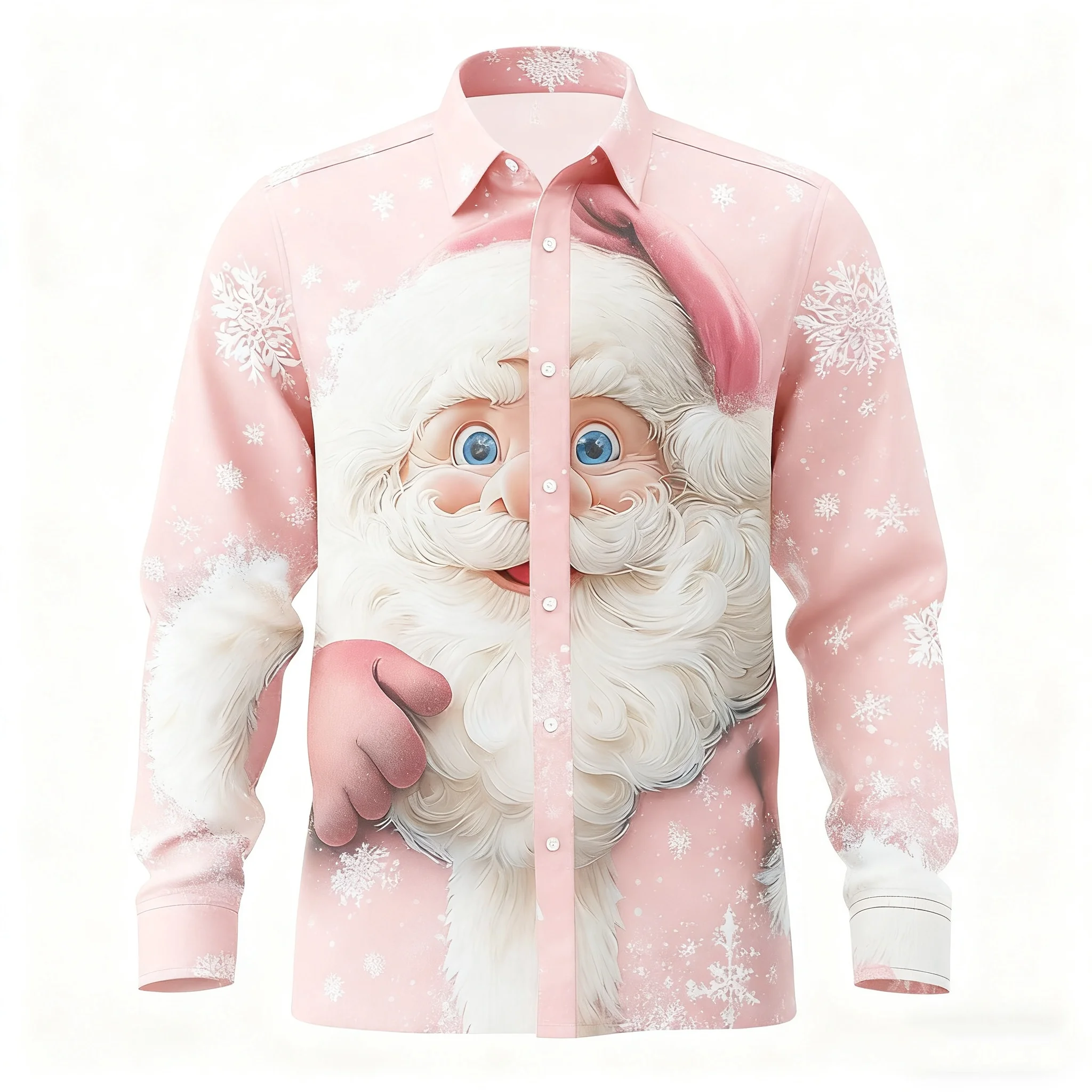 2026 New Men's Christmas Shirt, Button-Down Long Sleeve, Fun Outdoor Holiday Style, Spring/Autumn, Lapel, 3D Printed Shirt