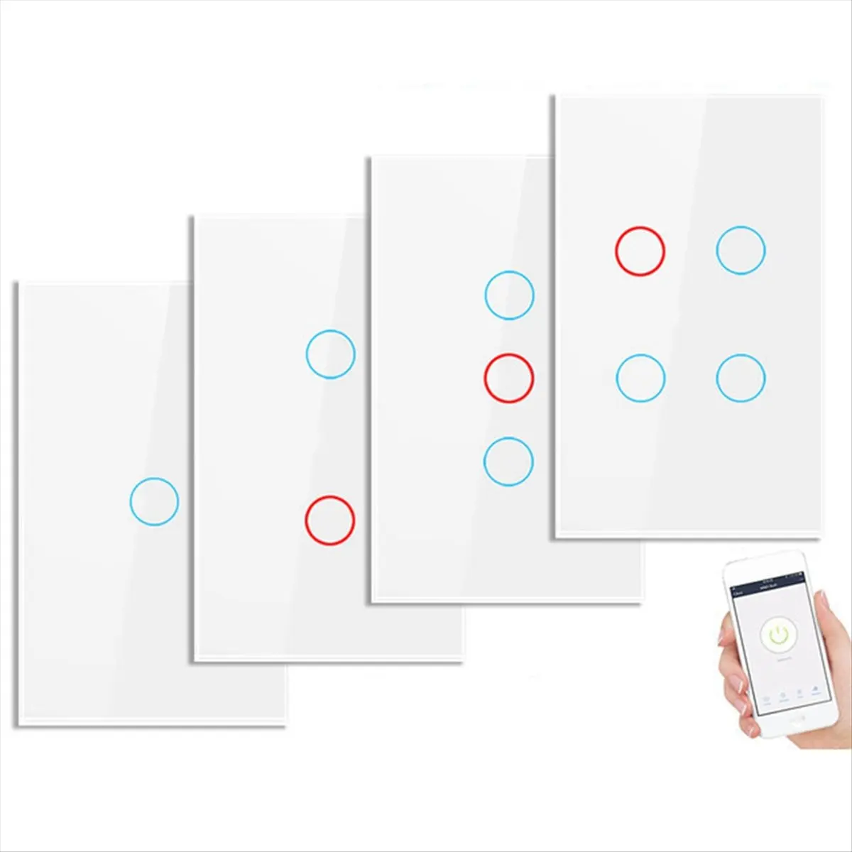 

Tuya US Plug WiFi Smart Wall Switch 1 Gang No Neutral Wire Touch Sensor LED Light Switches Smart Home Black